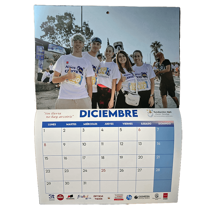 Calendario solidario carreras Niños sin Cáncer 2025